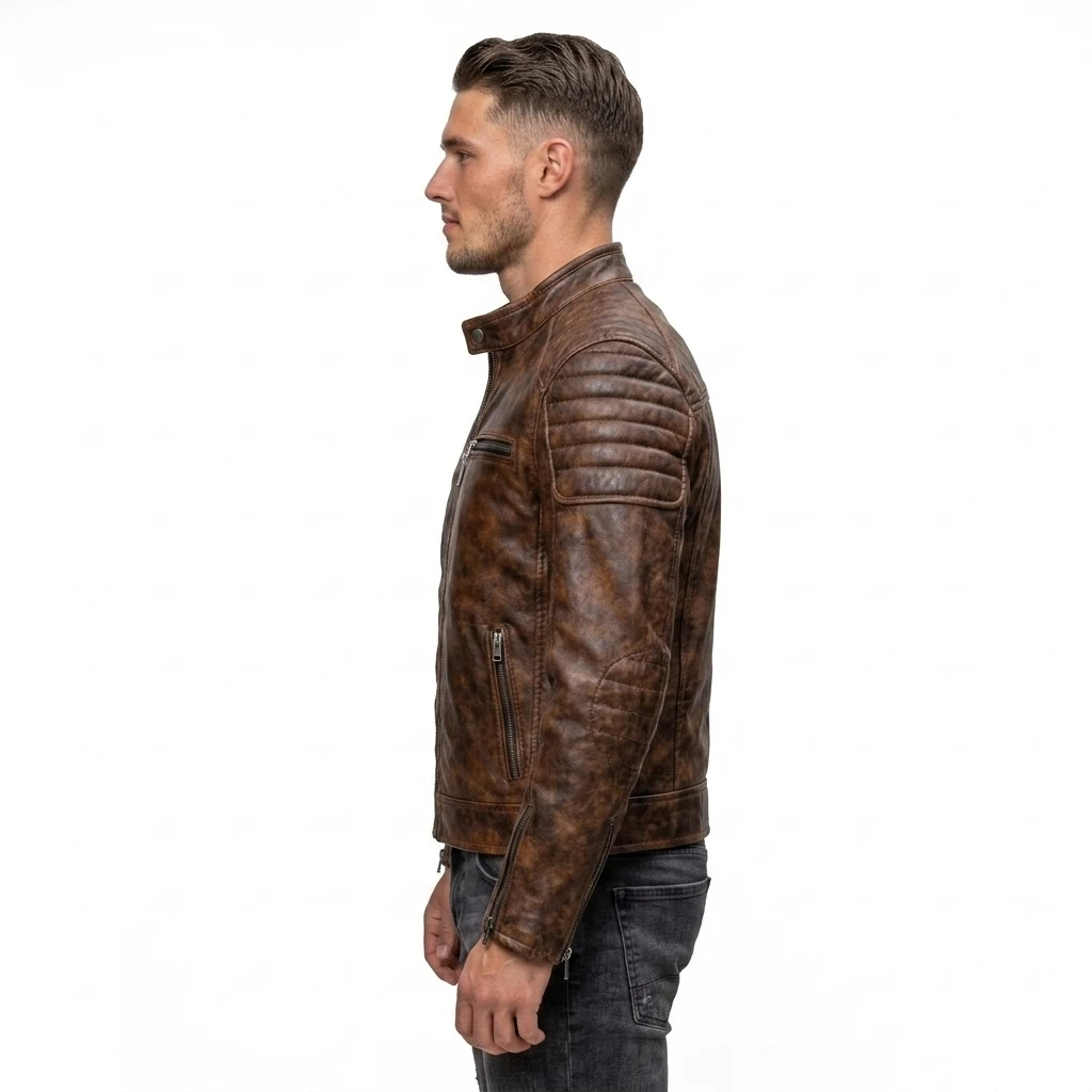 cowhide jacket, leather biker, cafe racer, mens leather, biker jacket, vintage jacket