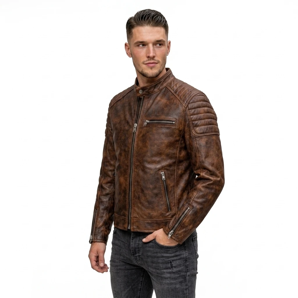 cowhide jacket, leather biker, cafe racer, mens leather, biker jacket, vintage jacket