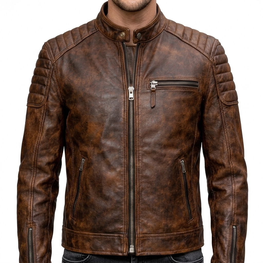 cowhide jacket, leather biker, cafe racer, mens leather, biker jacket, vintage jacket