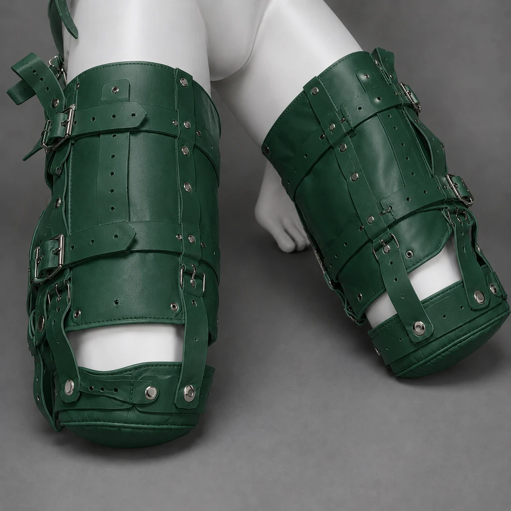 green leather pet crawler harness, green full body leather harness, green cowhide leather harness, adjustable green crawler harness, green leather roleplay gear
