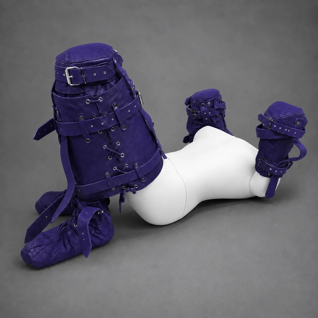 purple leather crawler harness, purple cowhide leather harness, full body leather harness, adjustable leather crawler harness, purple pet play harness, leather pet crawler harness, leather harness