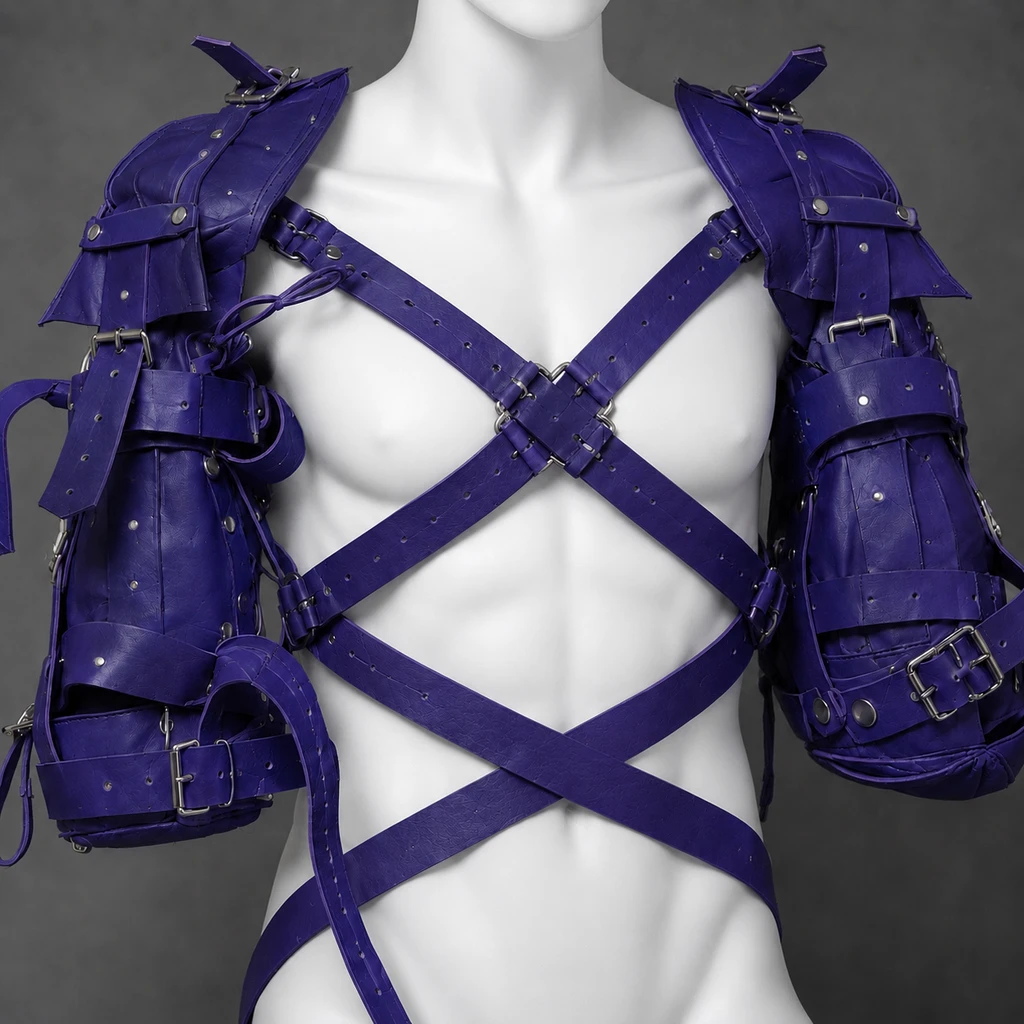 purple leather crawler harness, purple cowhide leather harness, full body leather harness, adjustable leather crawler harness, purple pet play harness, leather pet crawler harness, leather harness