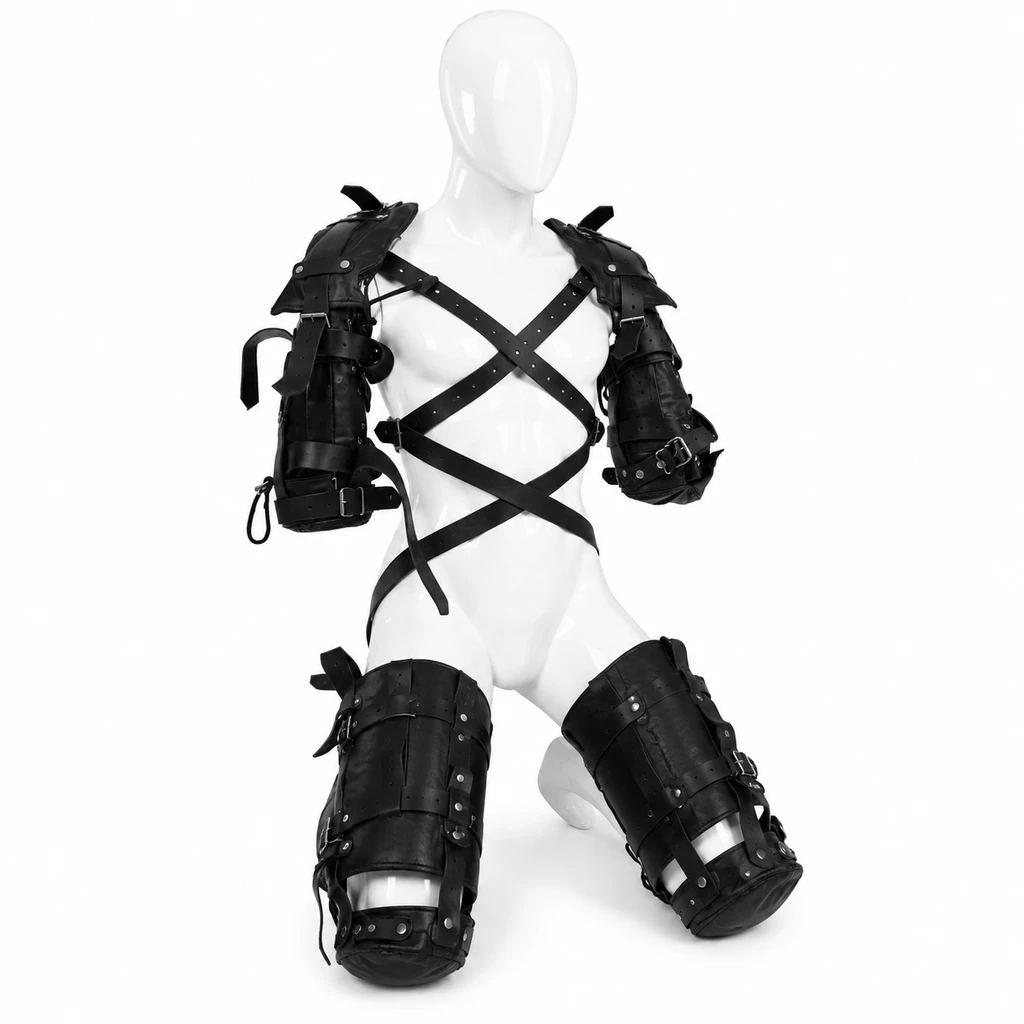 black leather crawler harness, black cowhide leather harness, full body leather harness, adjustable leather crawler harness, black pet play harness, leather pet crawler harness