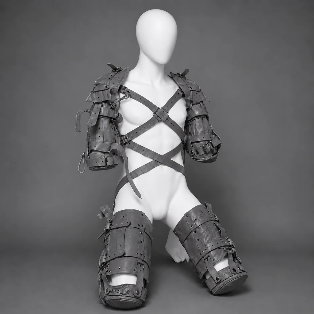 Dark Grey Leather Pet Crawler Restraint Harness