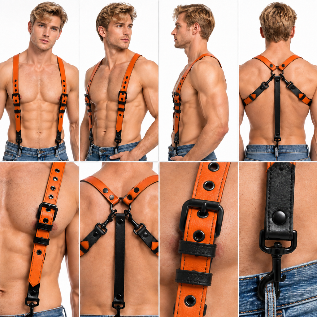leather harness, chest harness, genuine leather chest harness, leather body harness