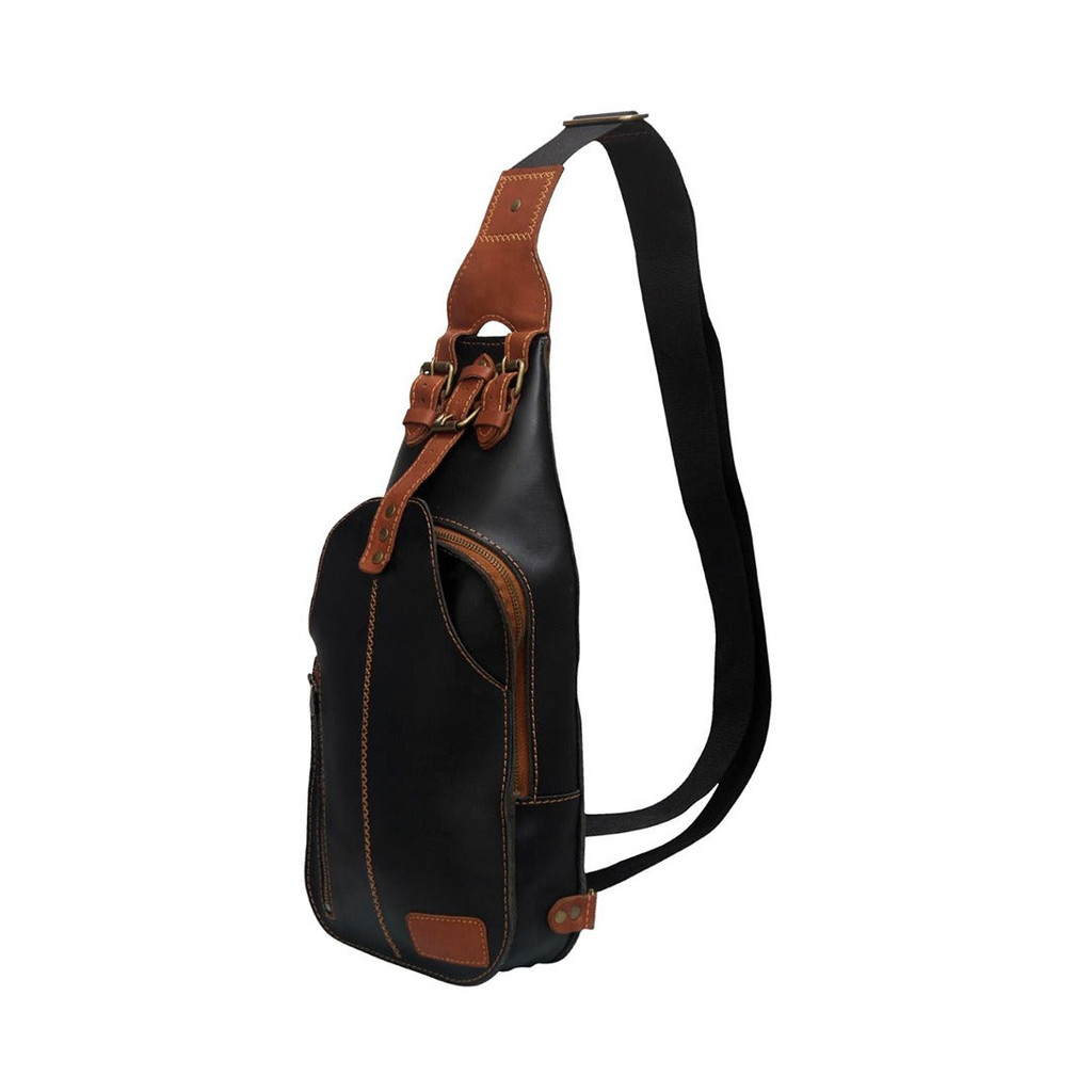 Right side view image of Leather Shoulder Sling Bag