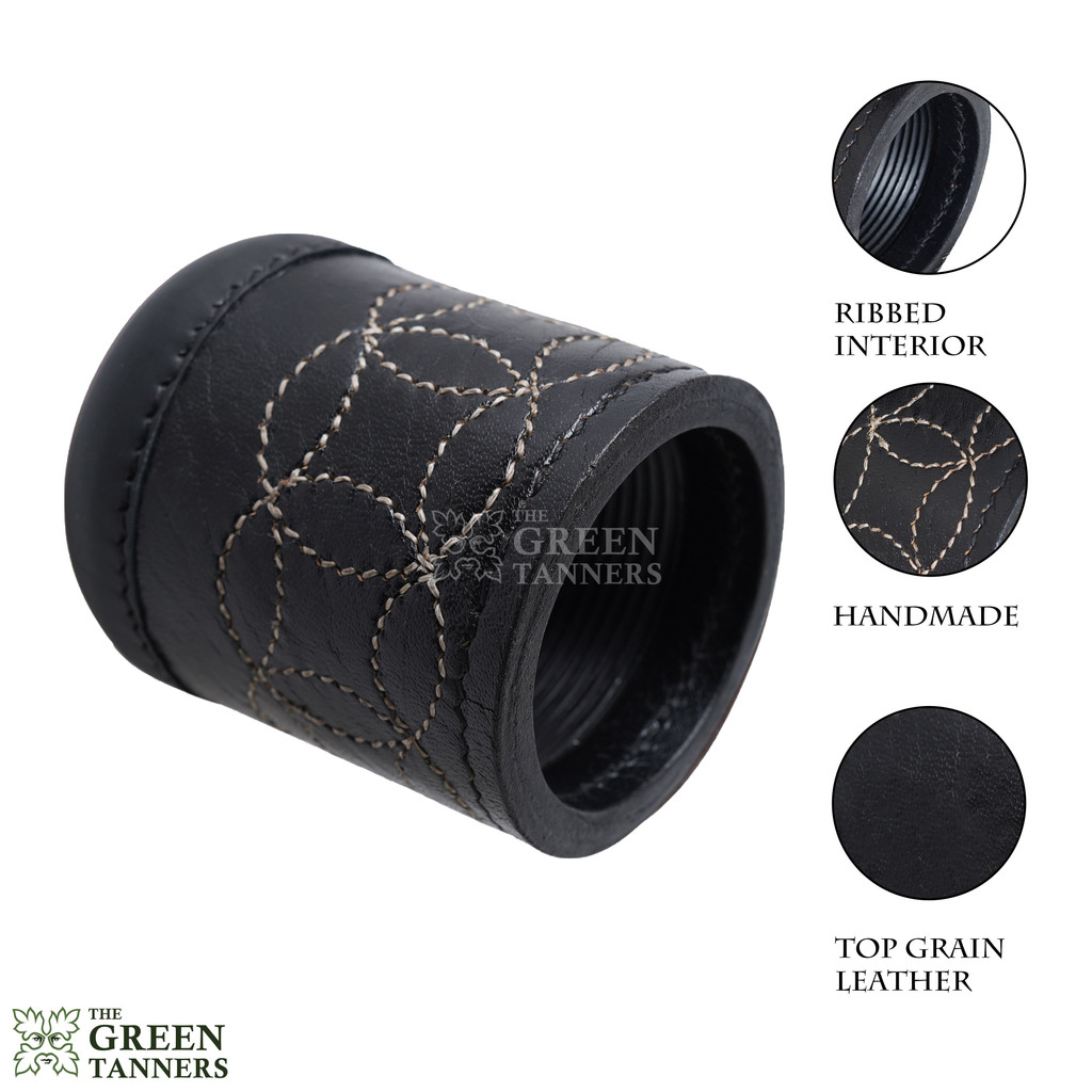 leather dice cup, Dice cup, ribbed interior dice cup