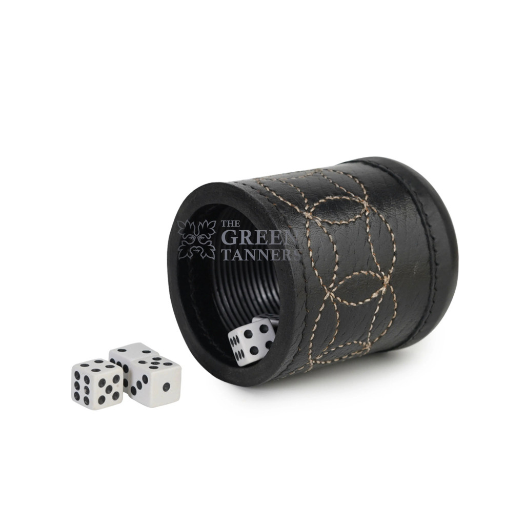 leather dice cup, Dice cup, ribbed interior dice cup