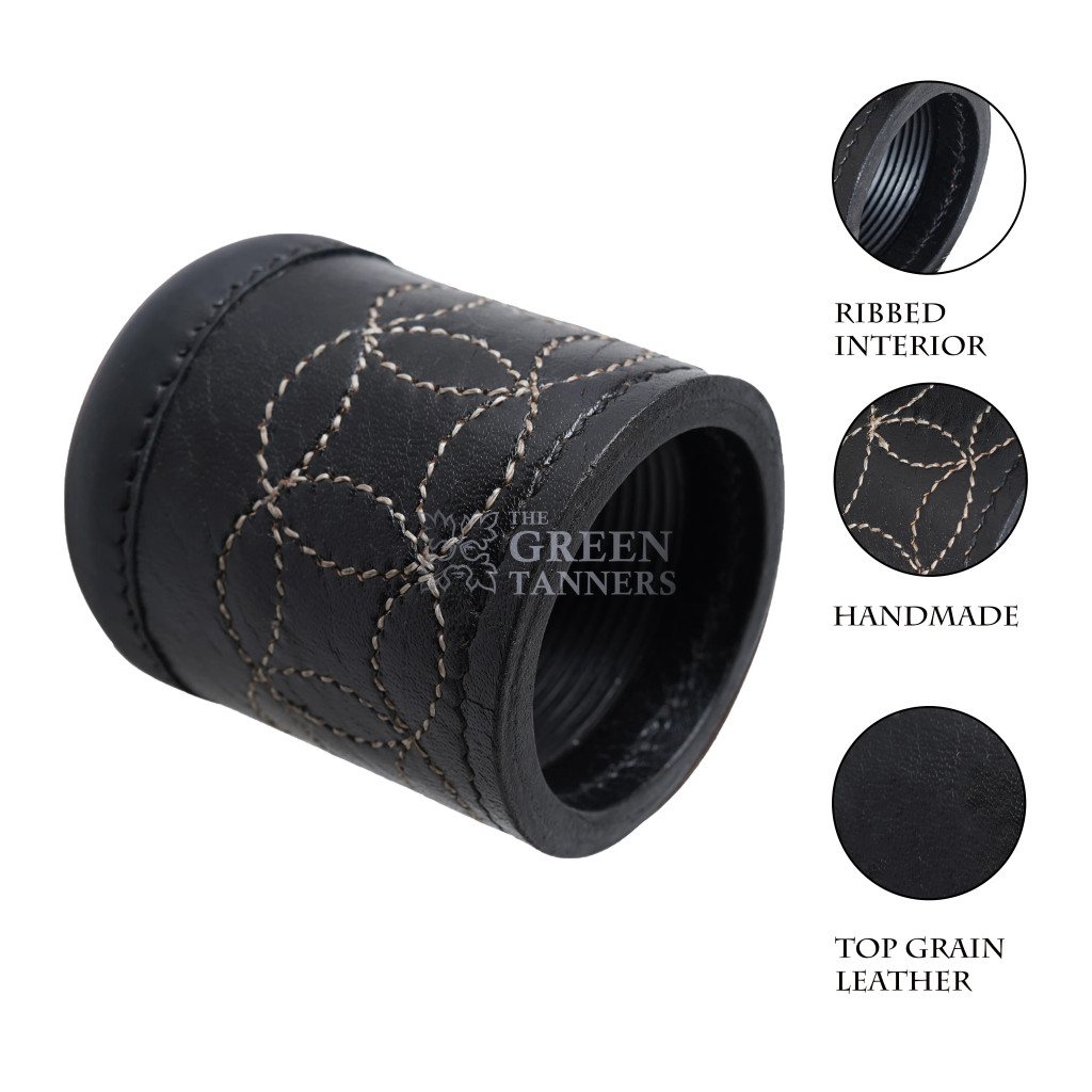 leather dice cup, Dice cup, ribbed interior dice cup