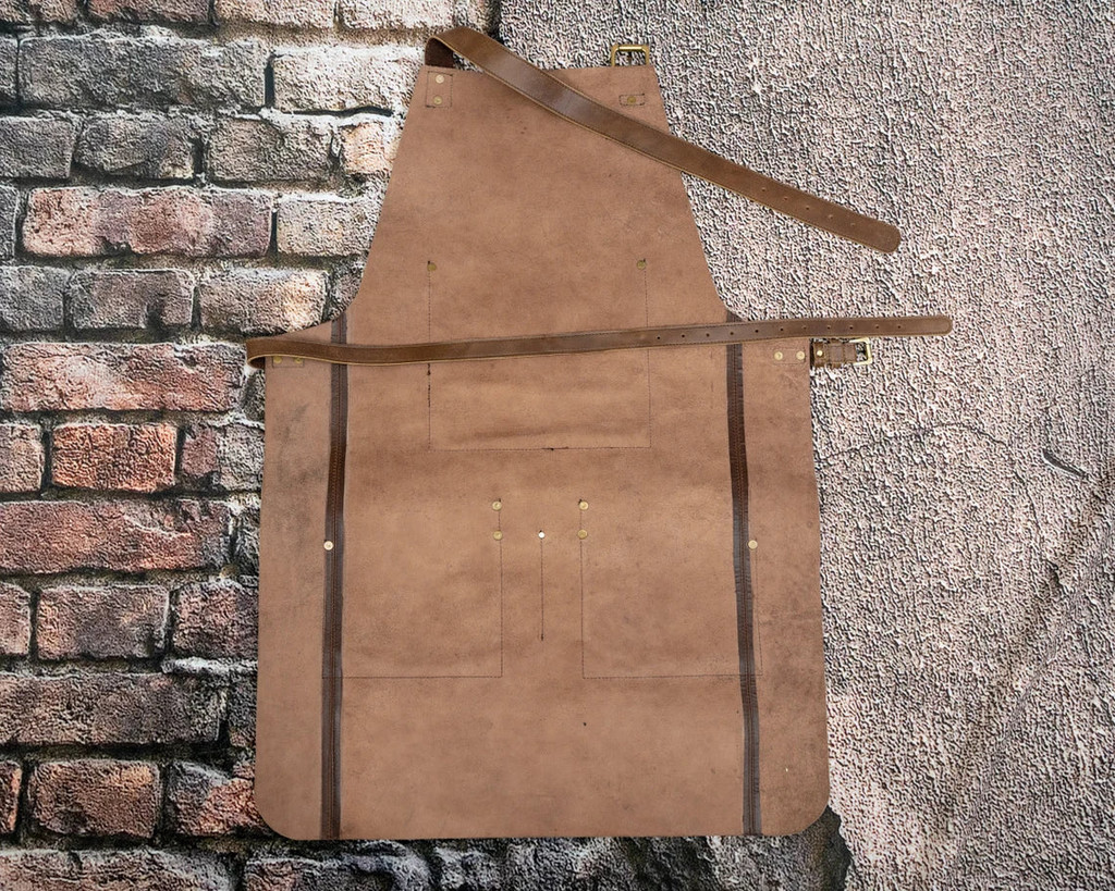 leather woodworking apron, leather carpenters apron, leather apron, leather work apron