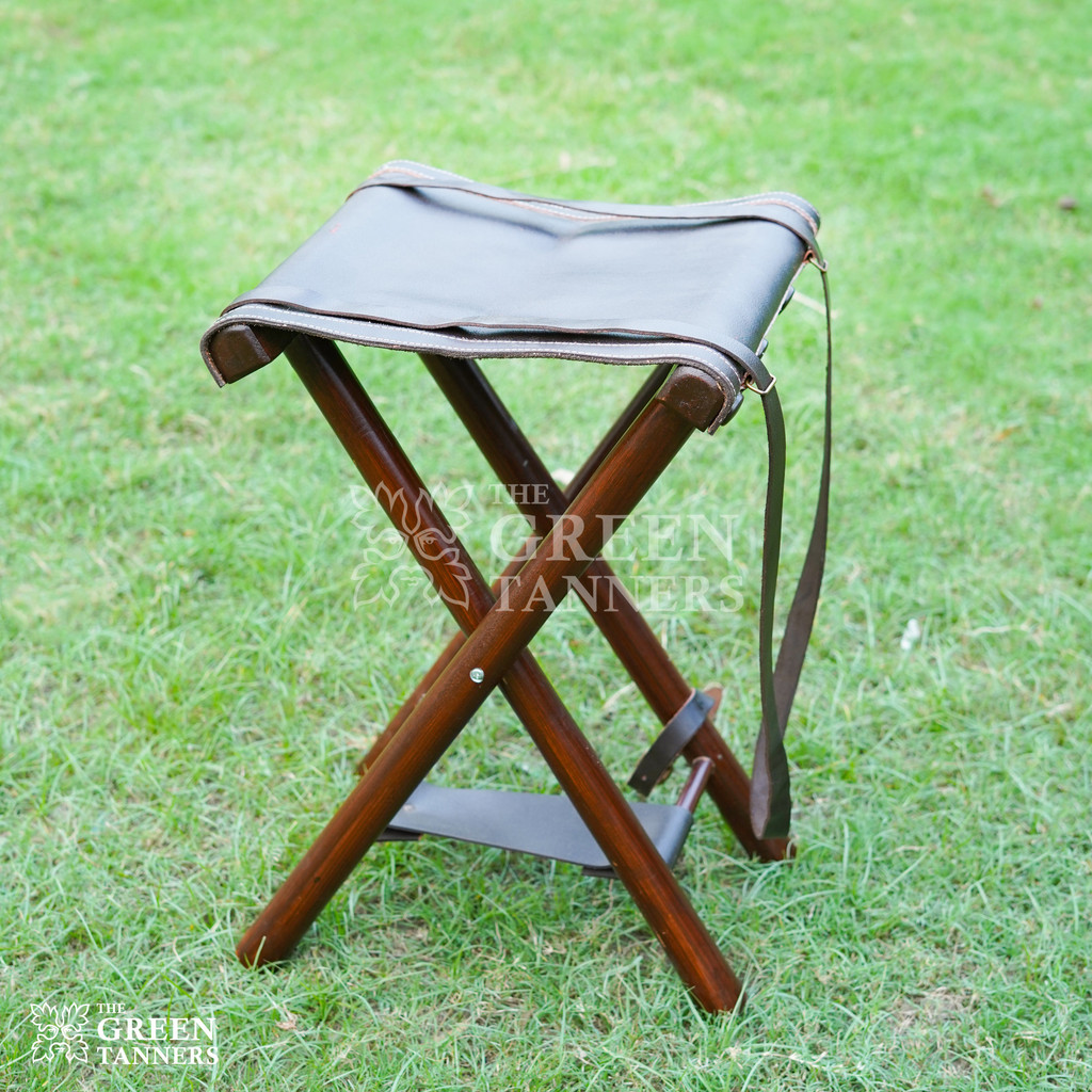 Leather Hunting Stool, Leather Camping Stool,  Leather Folding Seat