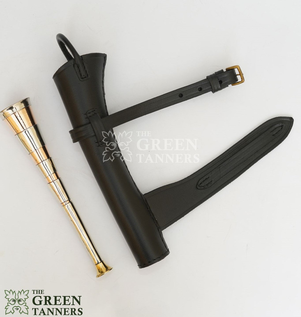 Fox Hunting Horn with Leather Case, Fox Hunting Horn, 4 Band Horn, Hunting Horn with Leather Case, fox hunting horn for sale