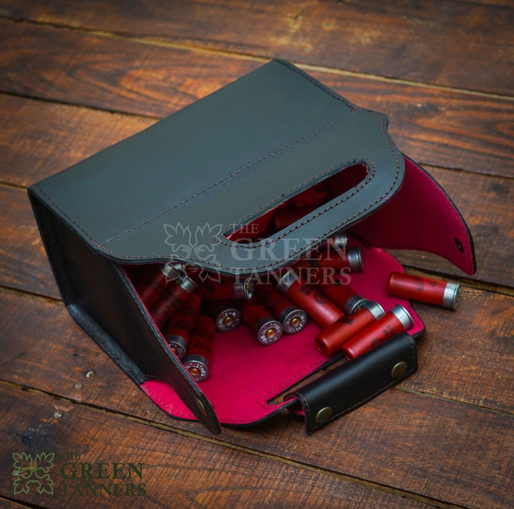 leather Ammo bag, leather cartridge bag, shotgun cartridge holder