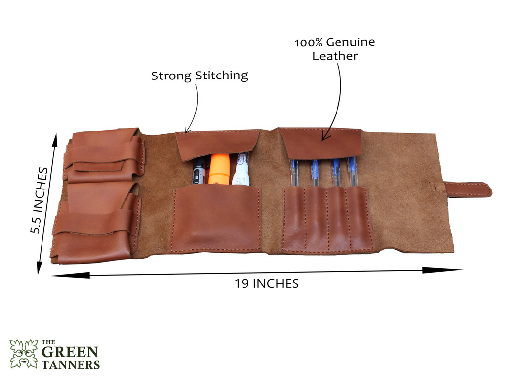 leather pencil roll, leather tool roll,