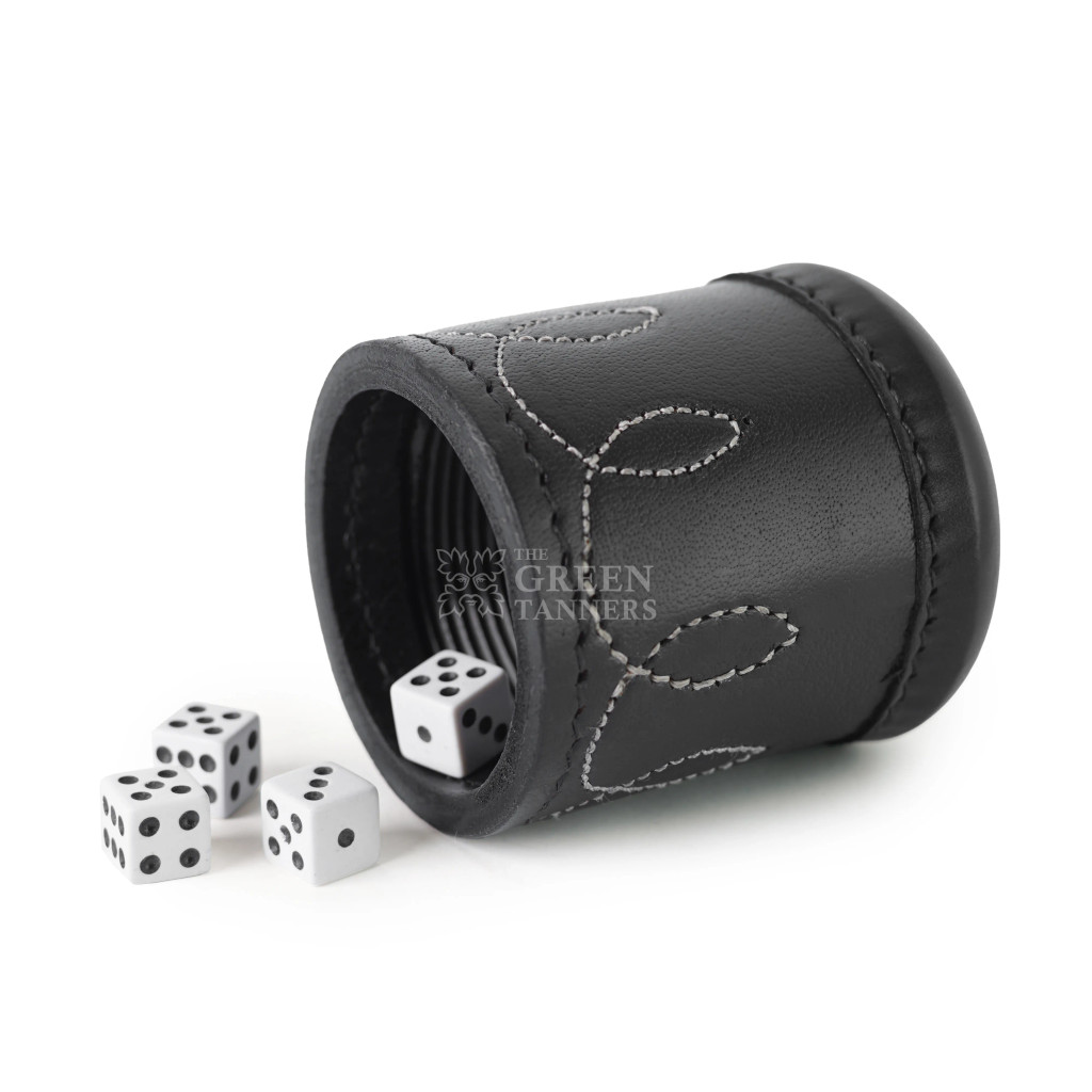 leather dice cup, dice cup, ribbed interior dice cup