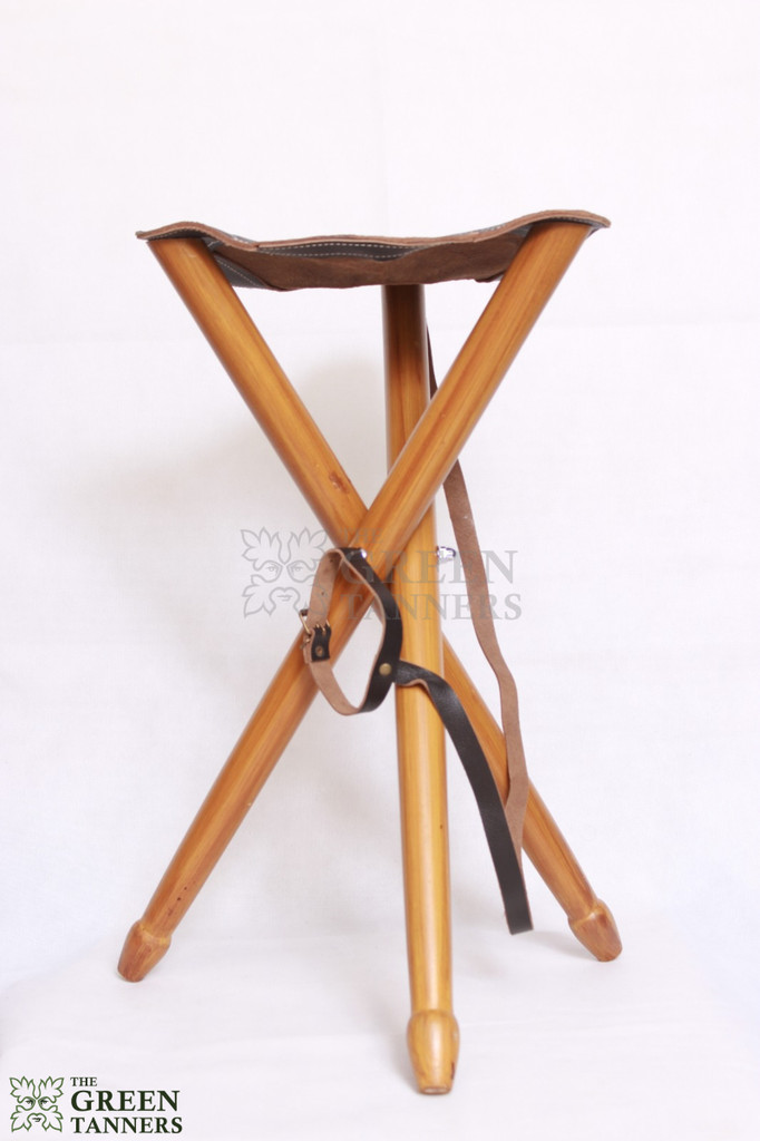 polo camping stool, leather camping stool, tripod folding stool