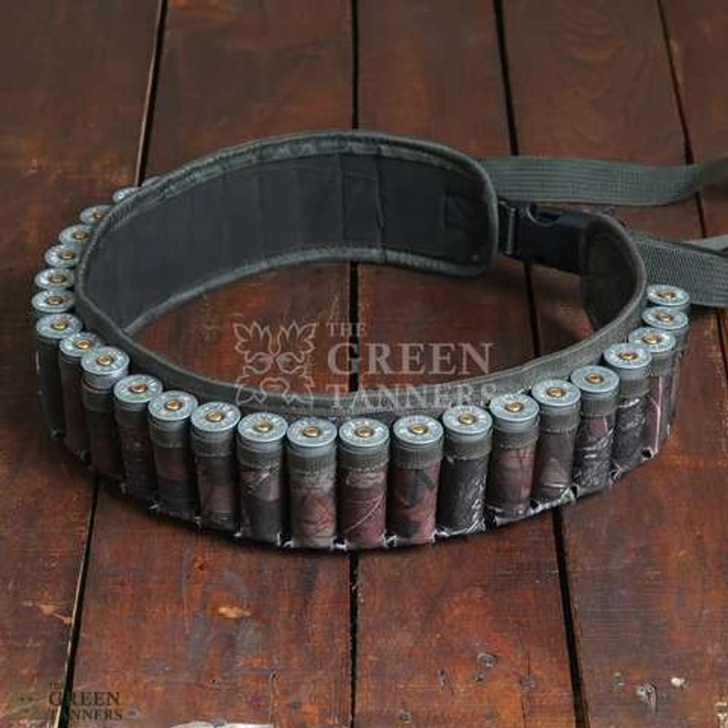 canvas cartridge belt, shotgun shell holder, camouflage cartridge belt, shotgun cartridge belt