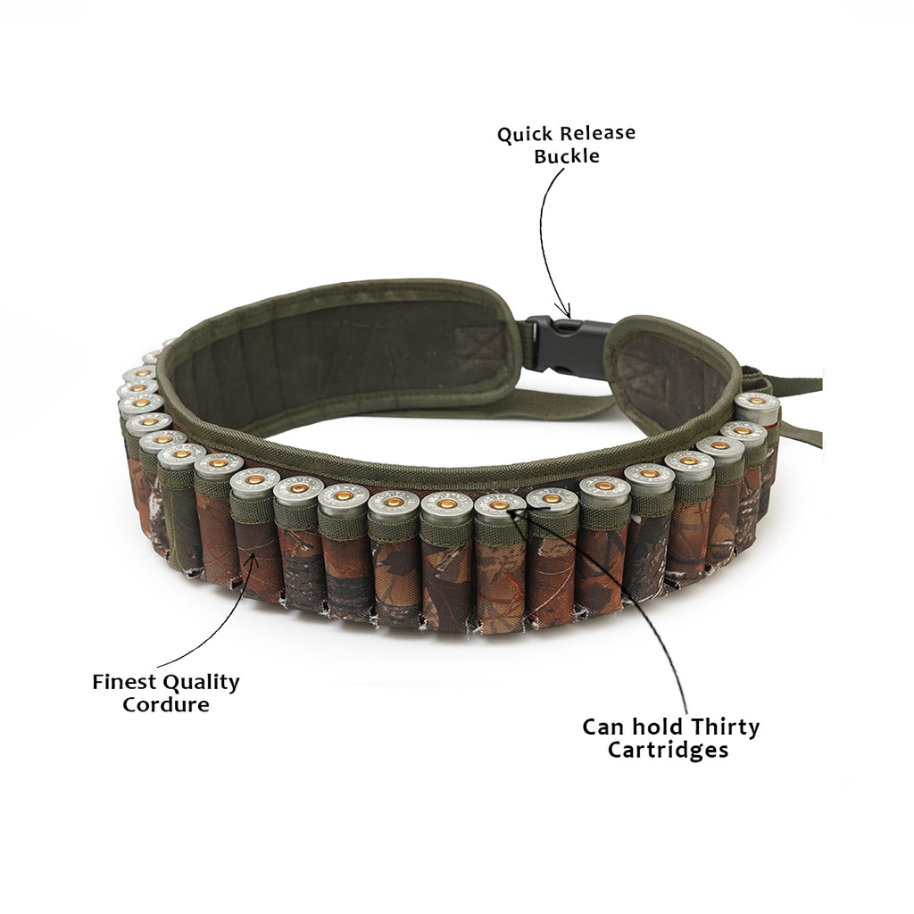 canvas cartridge belt, shotgun shell holder, camouflage cartridge belt, shotgun cartridge belt