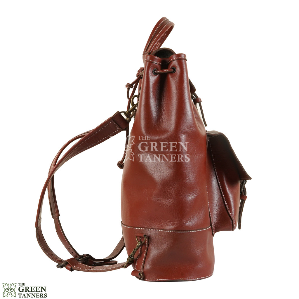Sideview Image of Leather Travel Backpack