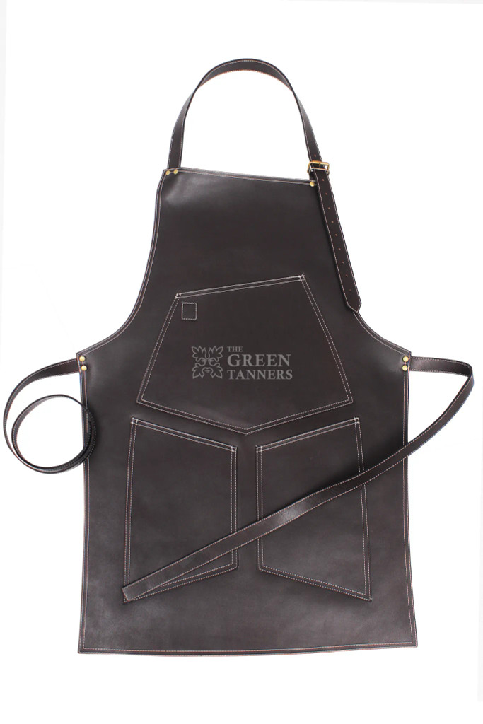 Black Leather Butcher Apron - front image