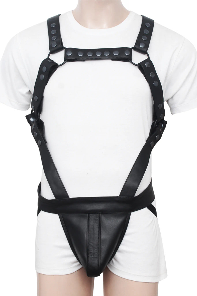 Leather Crossbow Body Harness with Jockstrap