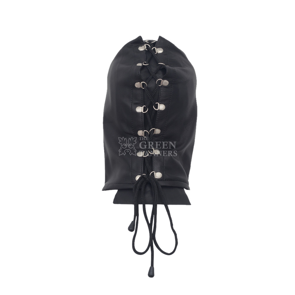 Leather Bondage Hood, Leather Hood, Leather Bondage Harness, Leather Bondage Head - Back View Leather Bondage Hood, Leather Hood, Leather Bondage Harness, Leather Bondage Head - Back View