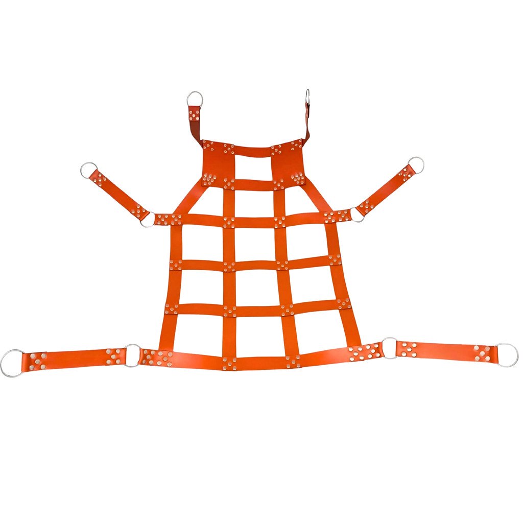 six point leather swing with leg loop -  front  view, leather swing, leather sex swing, leather sex sling, leather bondage sex sling