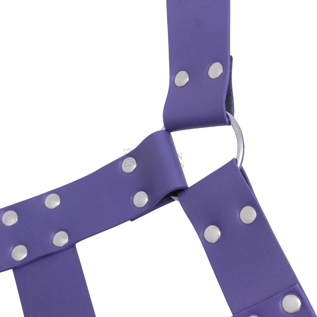 purple leather bondage suspension sling with chains, leather sex swing, leather bondage suspension sling, leather bondage sex sling, leather sex sling