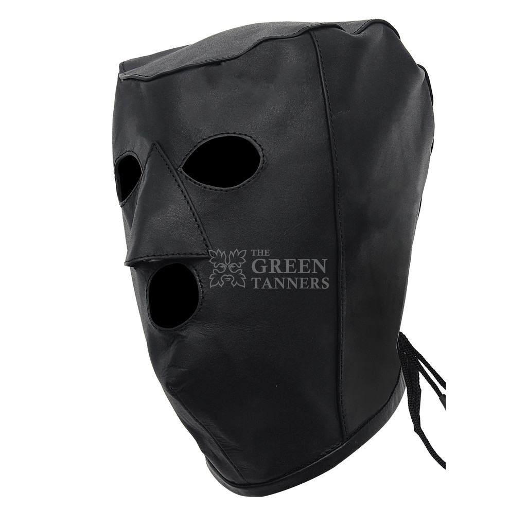 Leather Unisex Bondage Hood - Side View