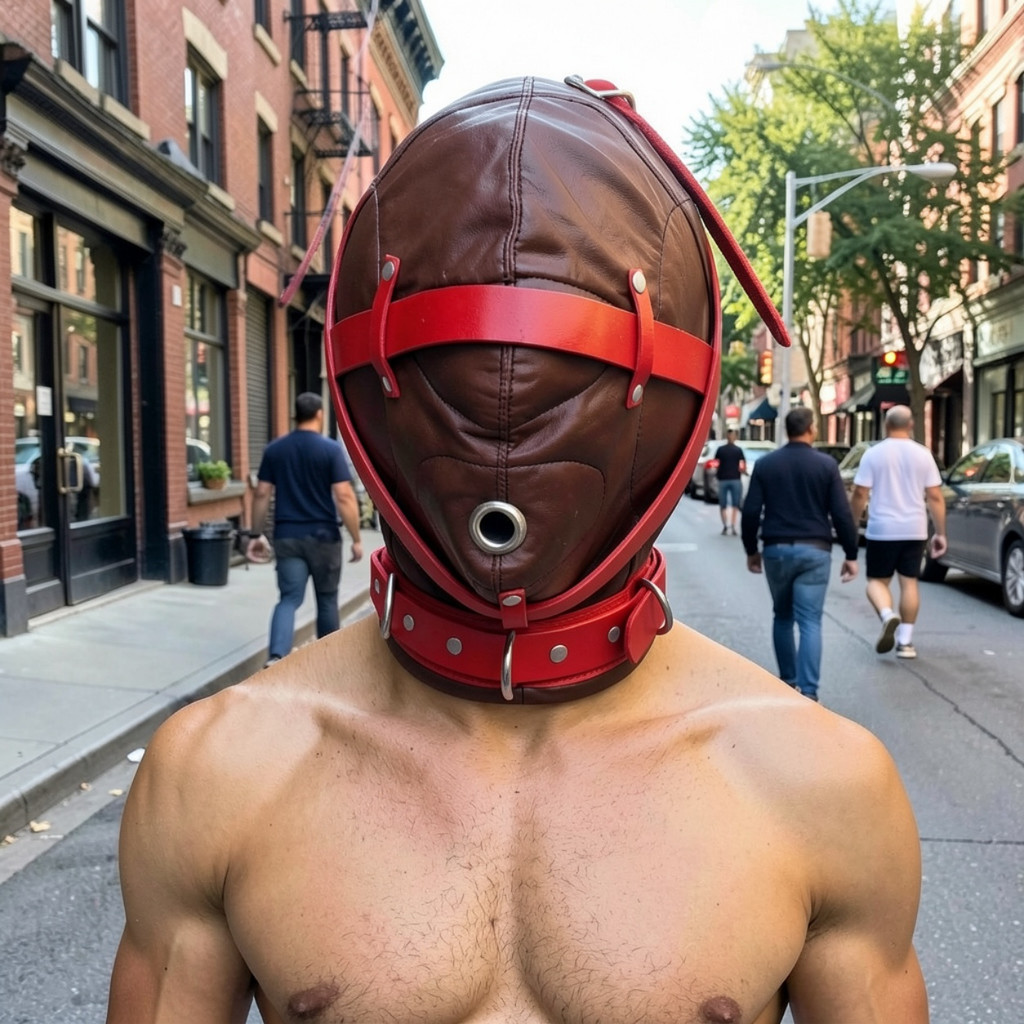 leather bondage hood, leather bdsm hood, leather bondage mask, leather hood