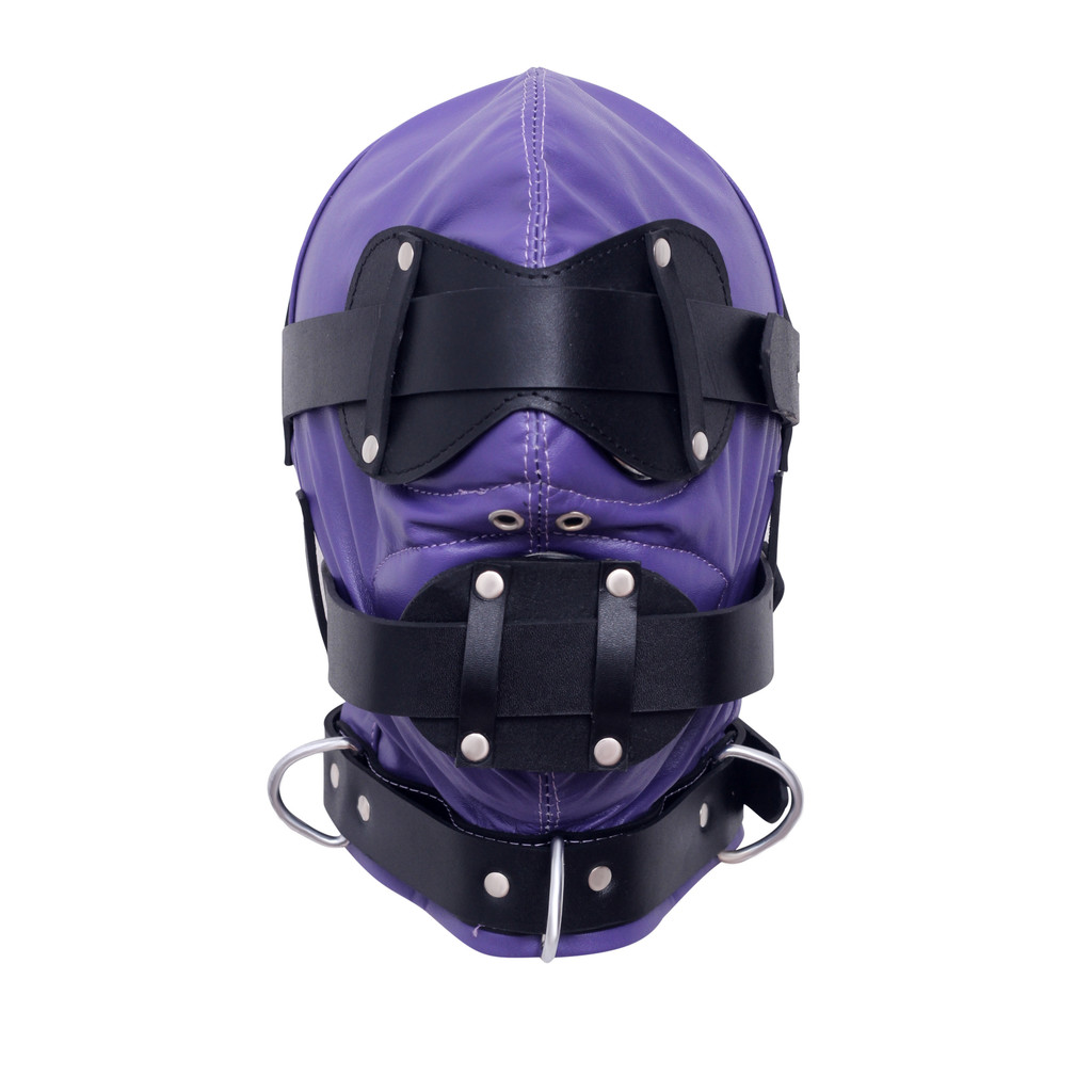 Leather BDSM Mask With Mouth Plug - Main Image