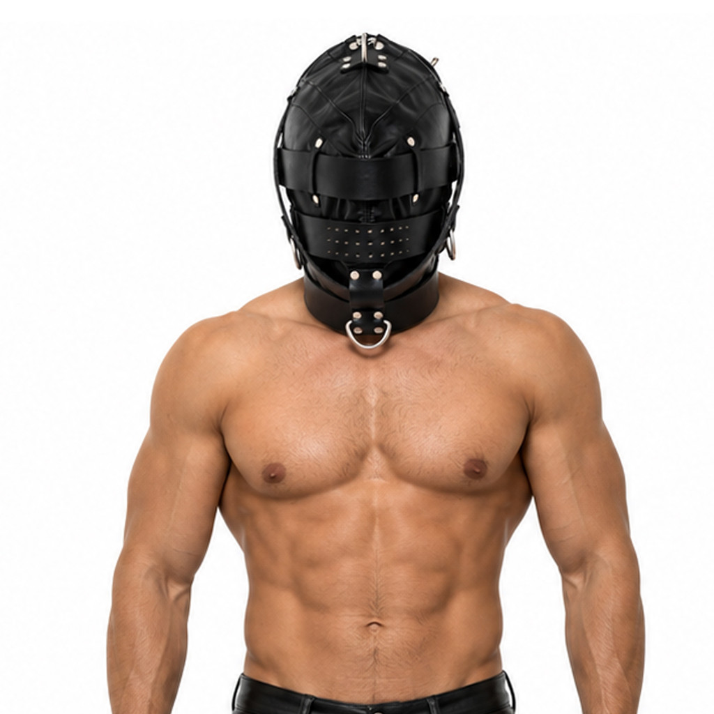 leather hood, leather bondage hood, leather bdsm hood, leather bondage mask, bdsm face mask, bdsm leather mask, leather sex mask