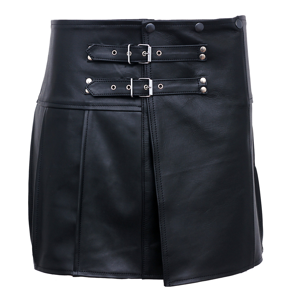 Leather Steampunk Kilt with Front Buckle Closure - Main Image