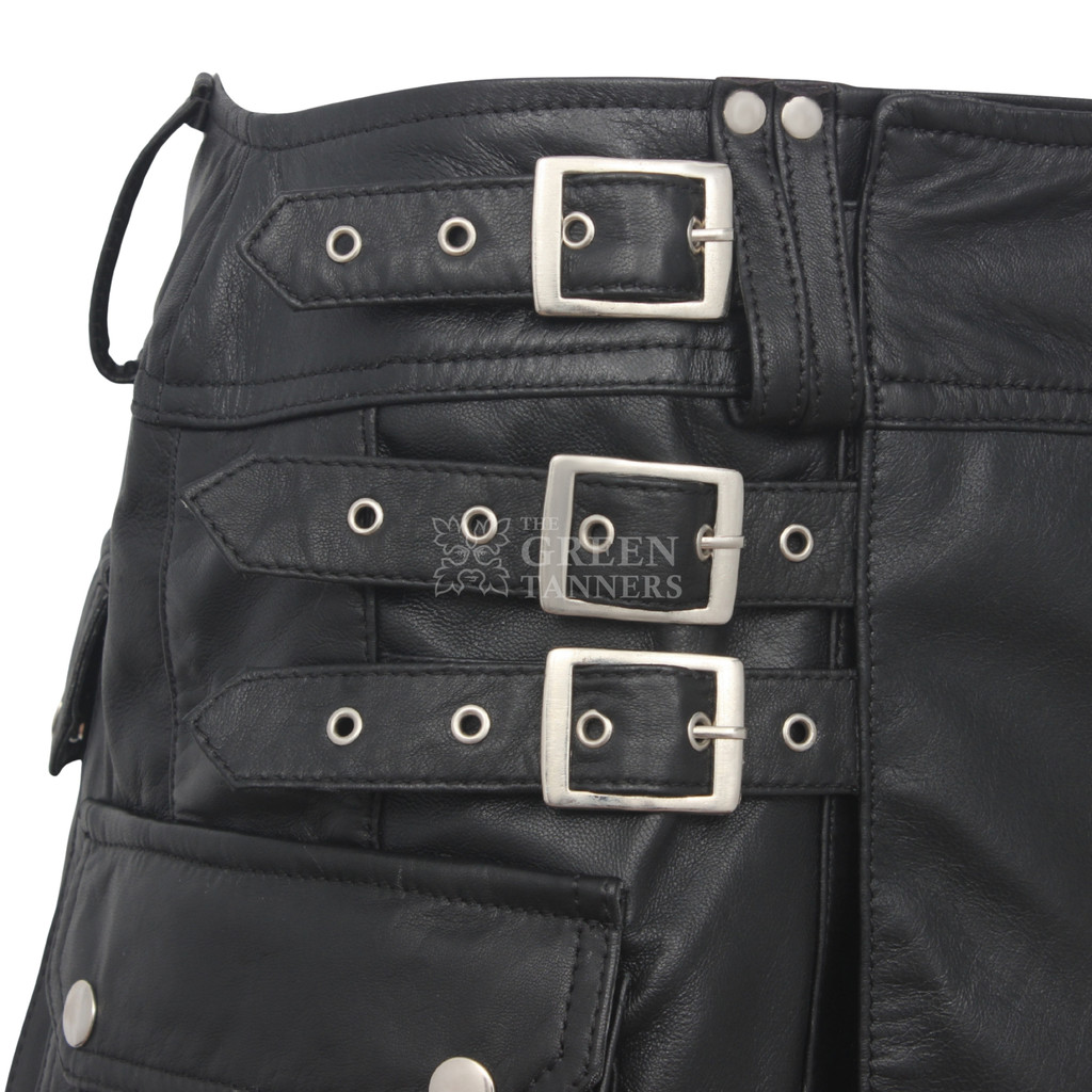 Leather Gladiator Kilt with Multiple Pockets - Straps View