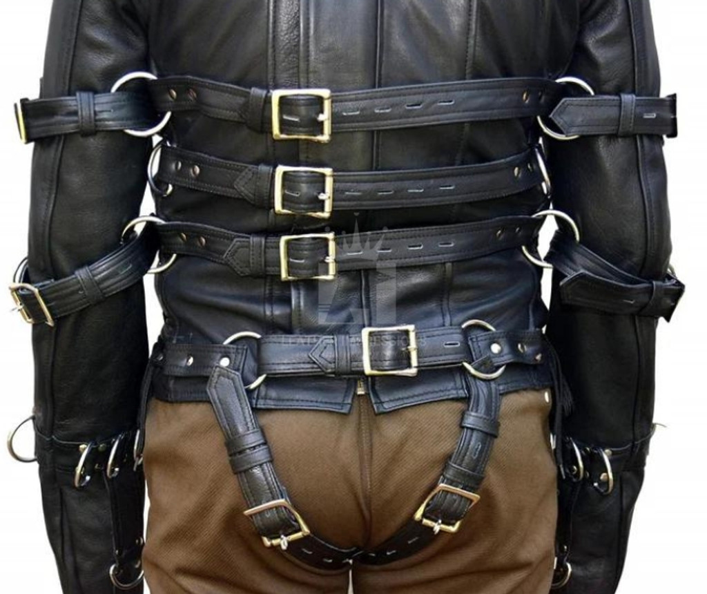 Leather Straitjacket Bondage, Leather Straight Jacket, straight jacket bdsm, Leather straitjackets