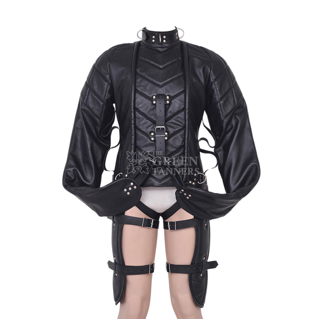 Leather Restraining Bondage Straitjacket - Back View