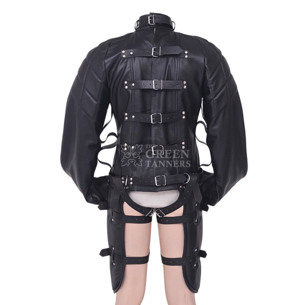 Leather Restraining Bondage Straitjacket - Back View
