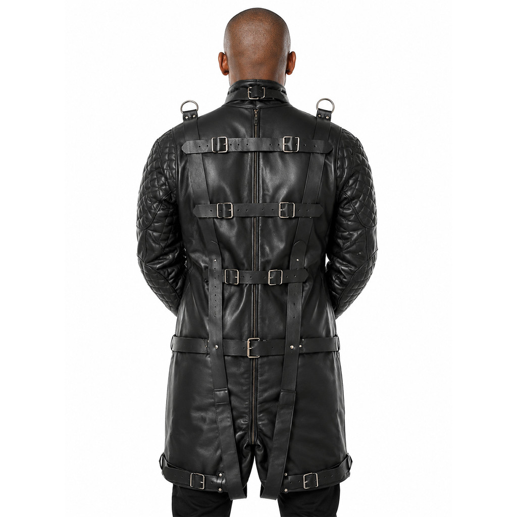 leather straitjacket bondage, leather straight jacket, straight jacket bdsm, leather straitjackets