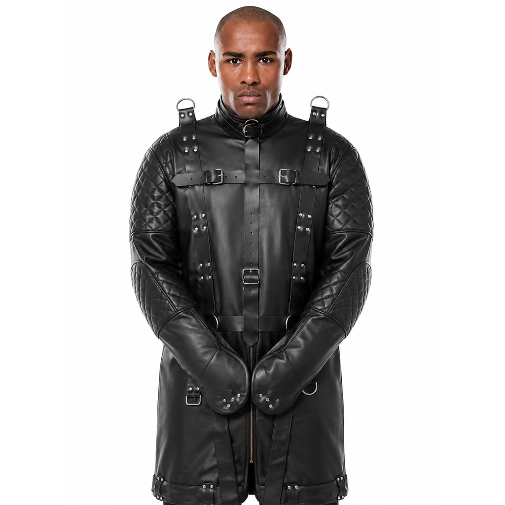 leather straitjacket bondage, leather straight jacket, straight jacket bdsm, leather straitjackets