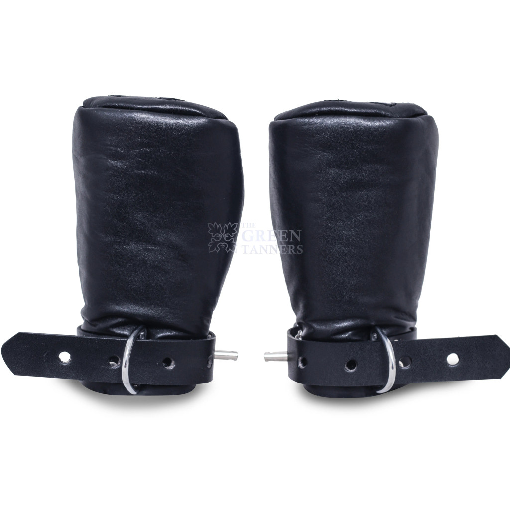 leather bondage mittens, leather mitts, leather bondage mitts, bdsm mittens, bdsm mitts