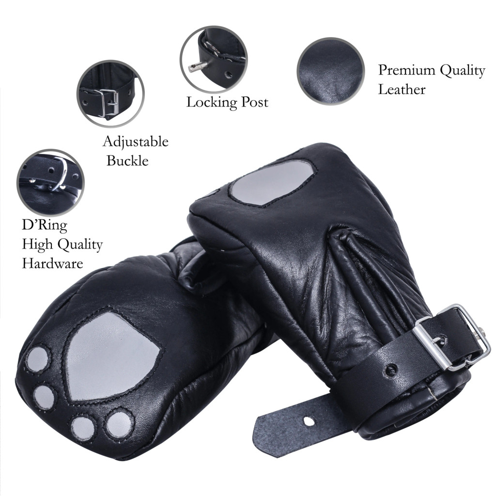 leather bondage mittens, leather mitts, leather bondage mitts, bdsm mittens, bdsm mitts