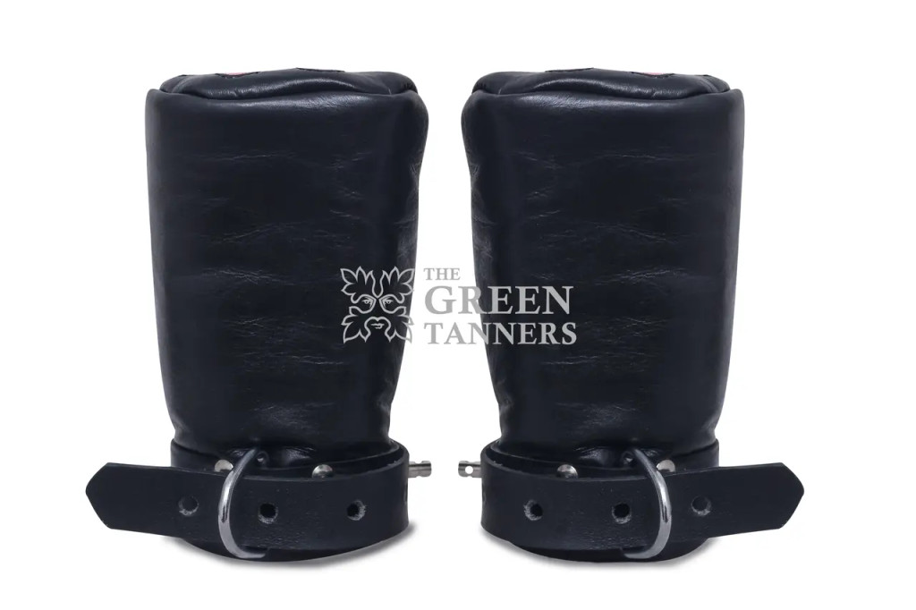 leather bondage mitts, leather mitts, leather bondage mittens, leather mittens