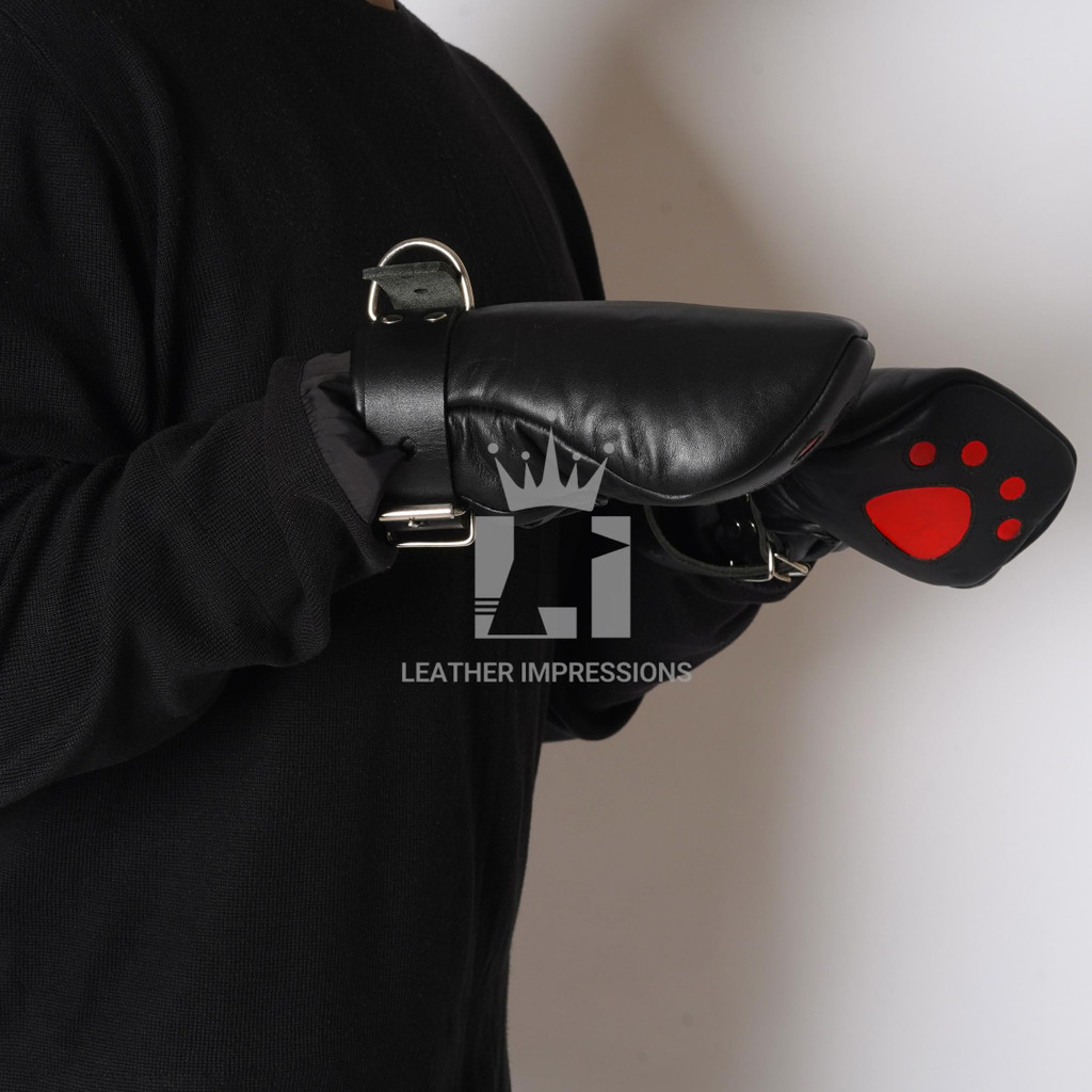 leather bondage mittens, leather mitts, leather bondage mitts, bdsm mittens, bdsm mitts