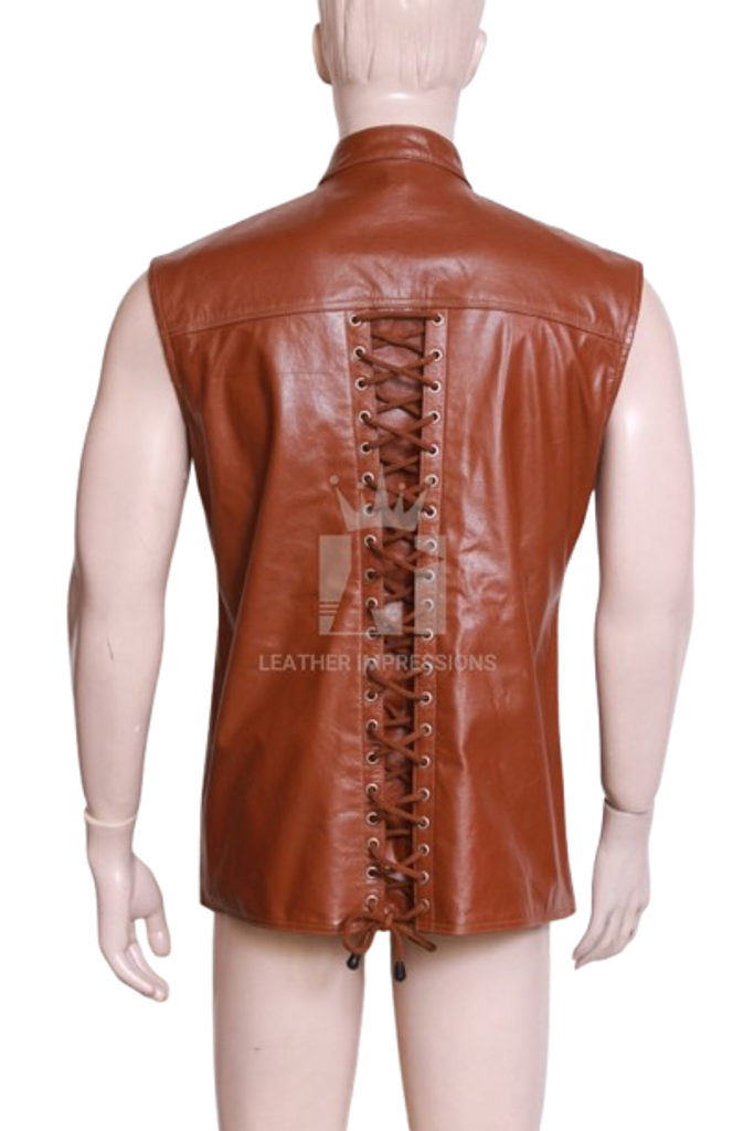 leather vest, gay leather vest, leather vest bdsm, bondage leather vest,