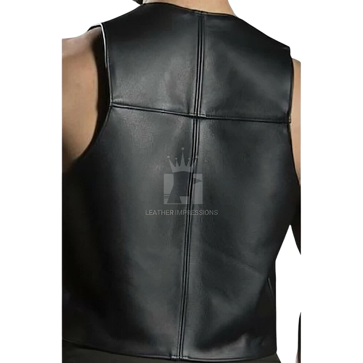 mens leather bar vest