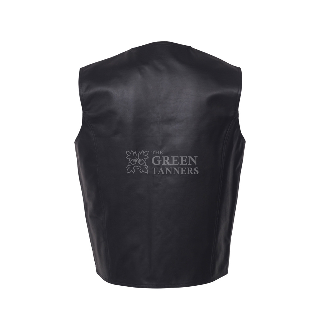 Classic Design Formal Leather Vest - Back Image