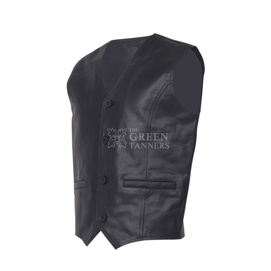 Classic Design Formal Leather Vest - Side view