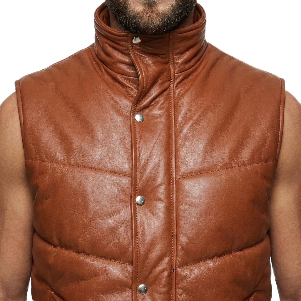 leather vest, gay leather vest, leather vest bdsm, bondage leather vest, leather puffer vest, quilted vest