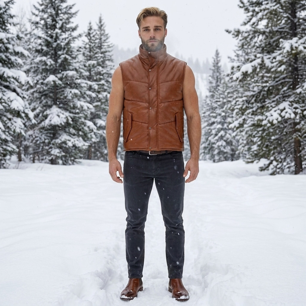 leather vest, gay leather vest, leather vest bdsm, bondage leather vest, leather puffer vest, quilted vest
