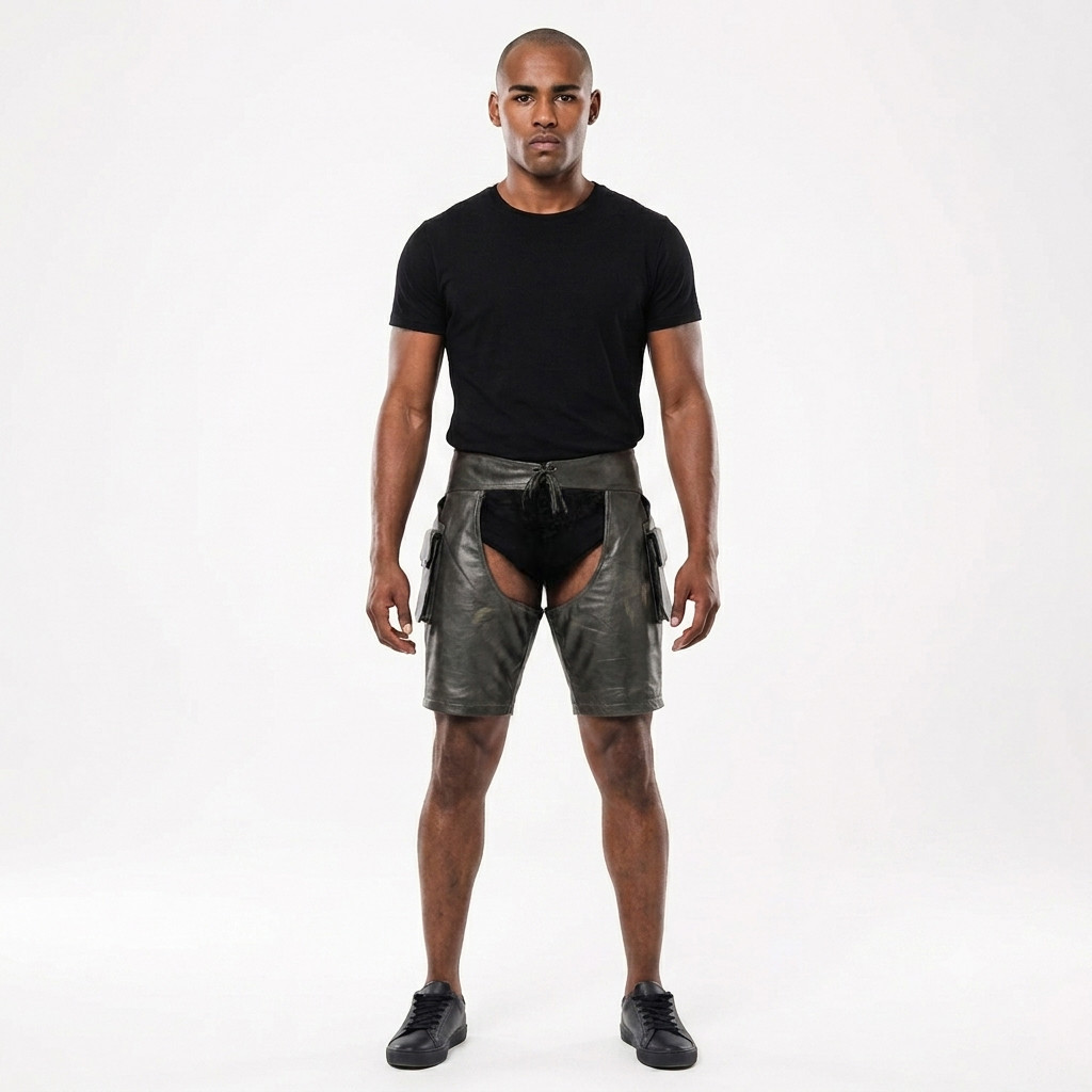 leather shorts, leather shorts bondage, leather shorts bdsm, leather gay shorts, gay leather shorts